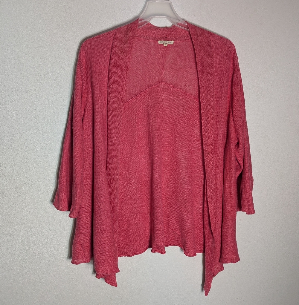 Eileen Fisher‎ Womens Open Cardigan 100% Hemp Pink Coral Quiet Luxury Plus Sz 1X